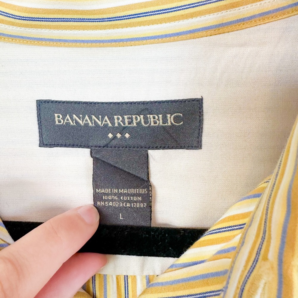 Banana Republic | Mens 100% Cotton Striped Button Down Long Sleeve Shirt - Picture 3 of 4